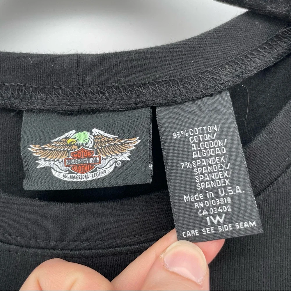 Harley Davidson Womens Long Sleeve T-Shirt Black 1W - Picture 3 of 6